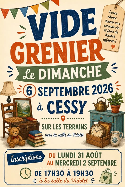 Affiche du vide-grenier de Cessy, dimanche 6 septembre 2026